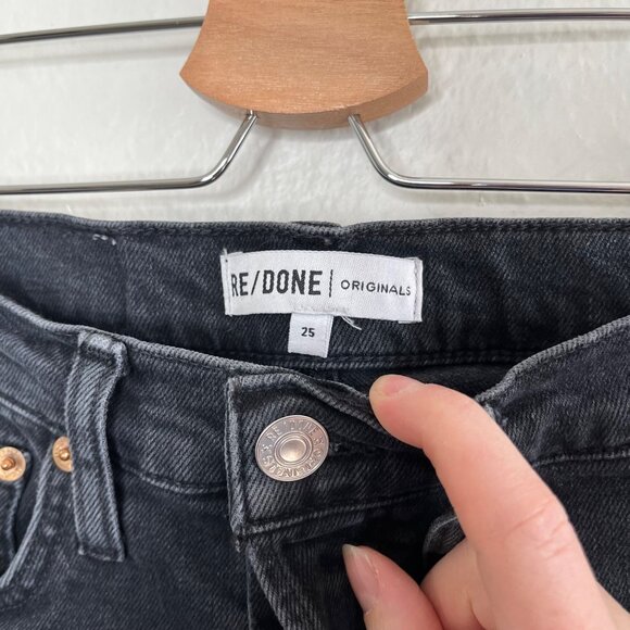 Re/Done Originals Black High Rise Ankle Crop Denim Jeans Size 25 - Picture 7 of 12